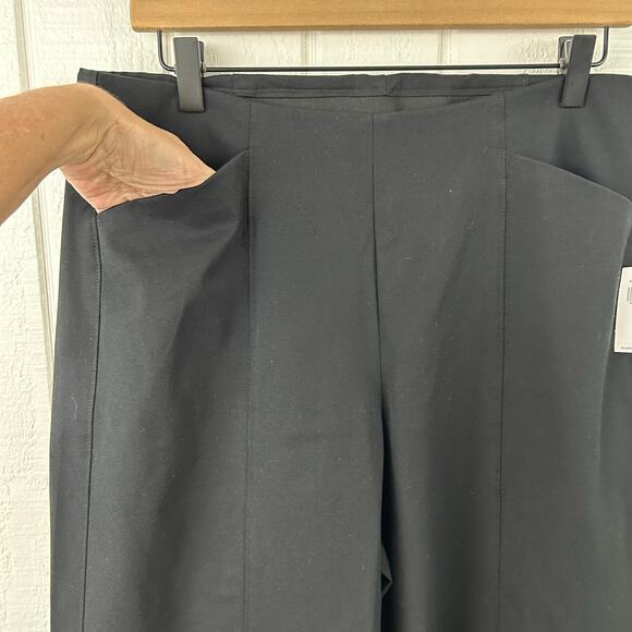 Old Navy Women High Rise Wide Leg Trouser Pants Office Minimalist Black NEW - Picture 2 of 8